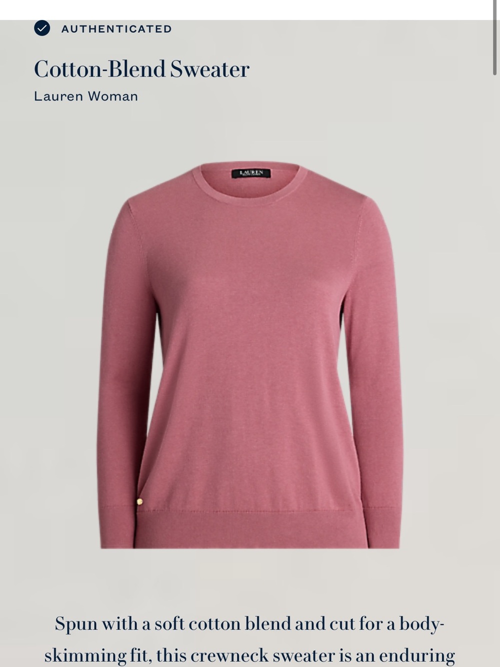 Ralph Lauren Dusty Rose Crewneck Sweater